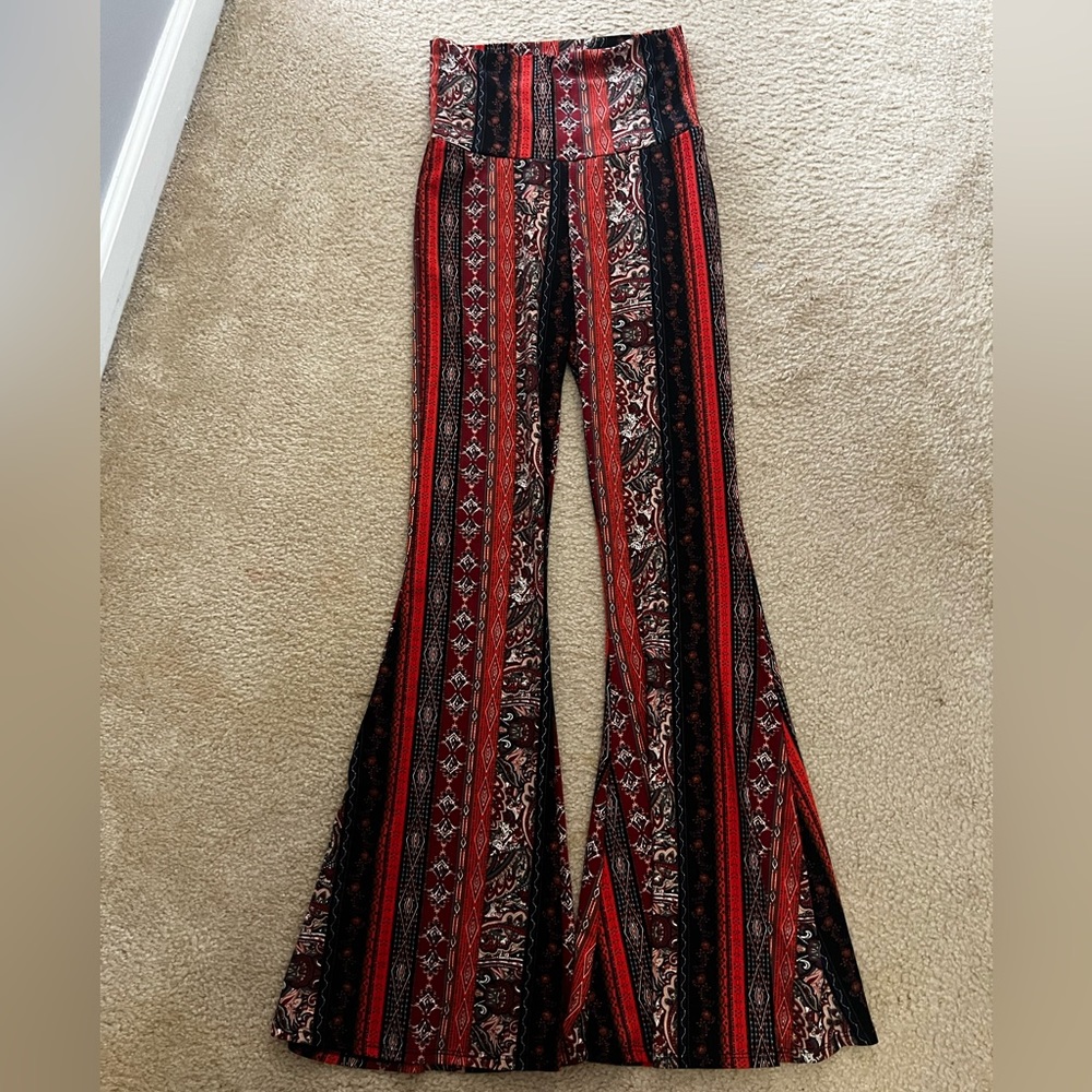 Maverick elastic print bell bottoms